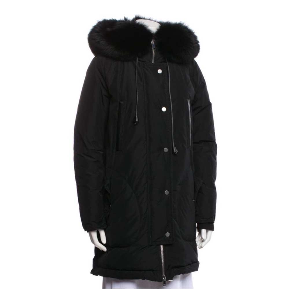 Women's Black Fur-Trimmed Parka